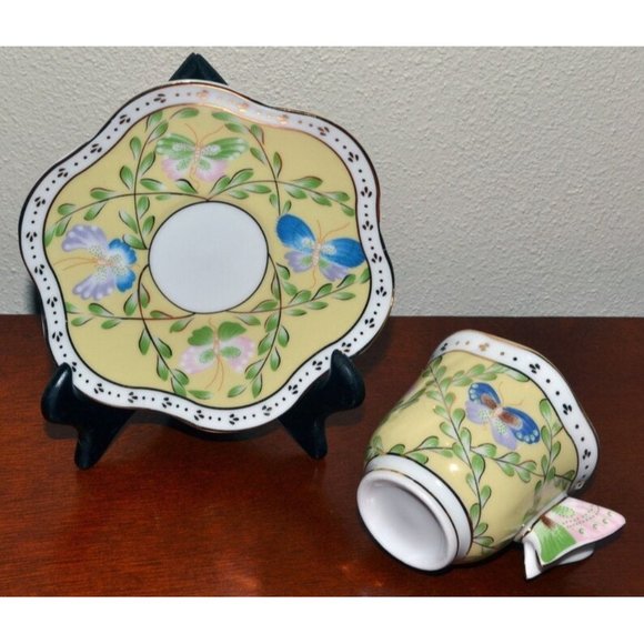 Butterfly Demitasse Cup and Saucer, Yellow/Gold Trim from Formalities by Baum Br - Picture 4 of 8
